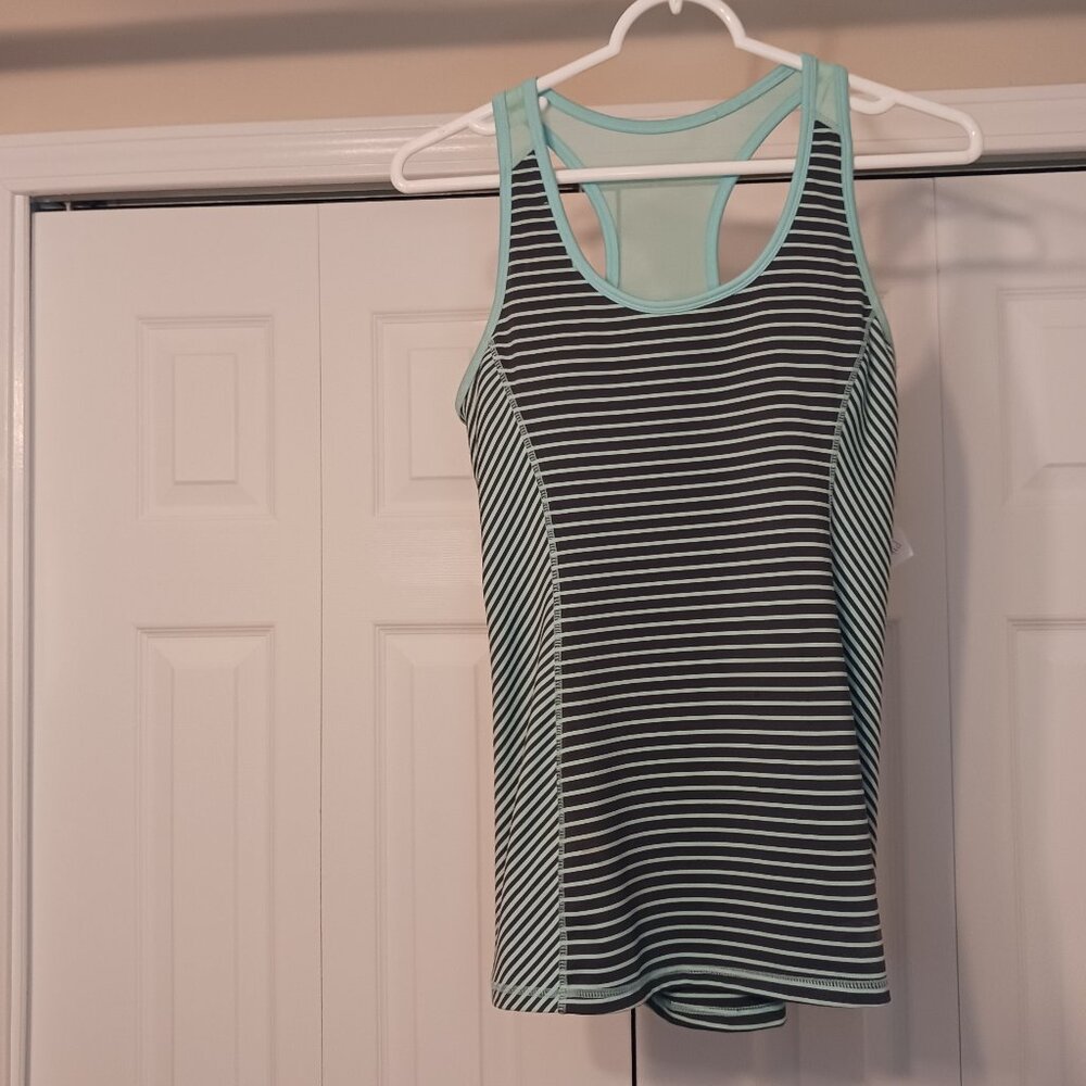 #31 3/$18 - Kyodan Green/Gray Tank Top with padded bra liner Size S